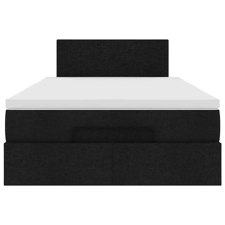 Lit ottoman avec matelas noir 120x200 cm tissu - 8