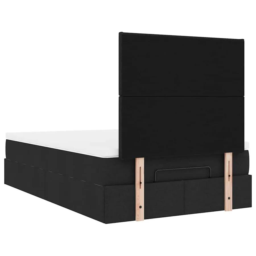 Cadre de lit ottoman avec matelas noir 120x200cm tissu - 12