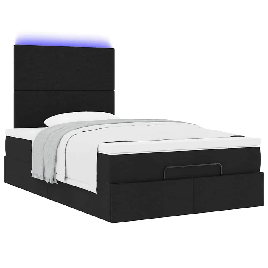 Cadre de lit ottoman avec matelas noir 120x200cm tissu - 6