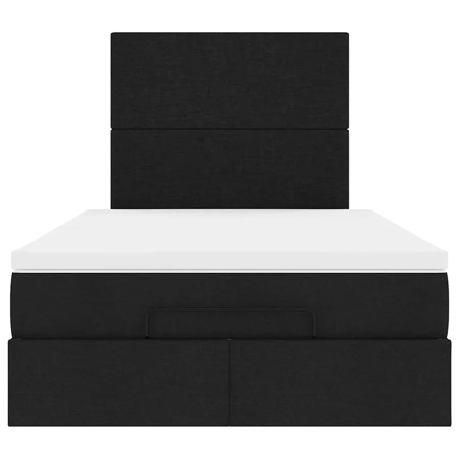 Cadre de lit ottoman avec matelas noir 120x200cm tissu - 8