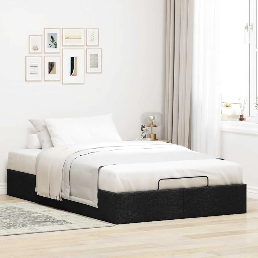 Cadre de lit ottoman sans matelas noir 120x200 cm tissu - 3