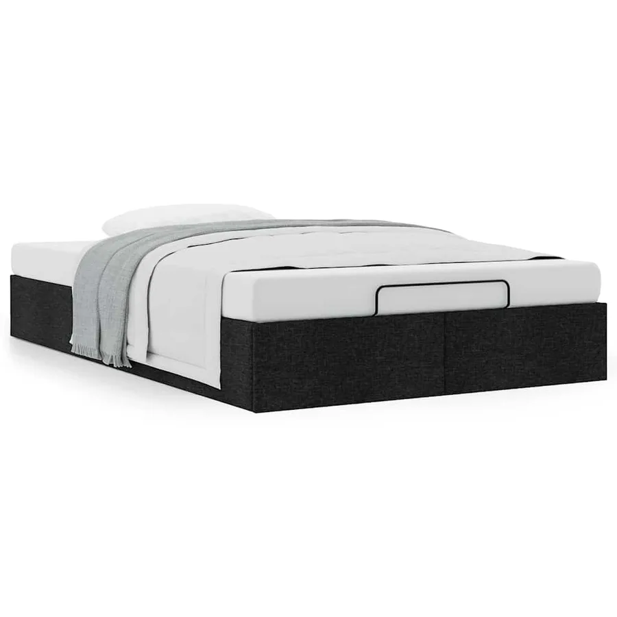 Cadre de lit ottoman sans matelas noir 120x200 cm tissu - 4