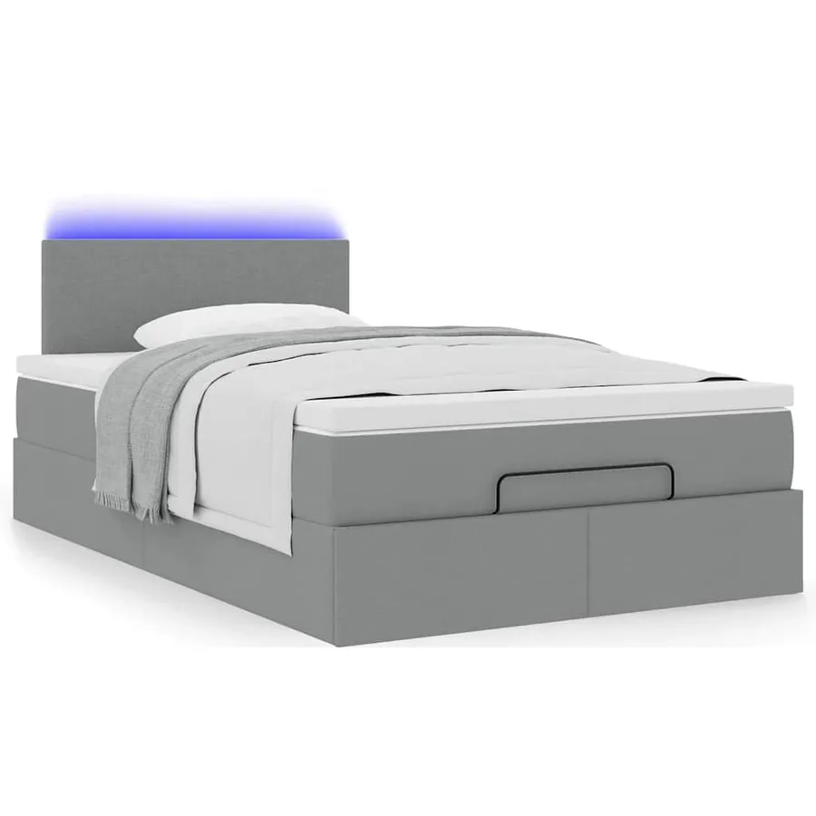 Lit ottoman avec matelas gris clair 120x200 cm tissu - 6
