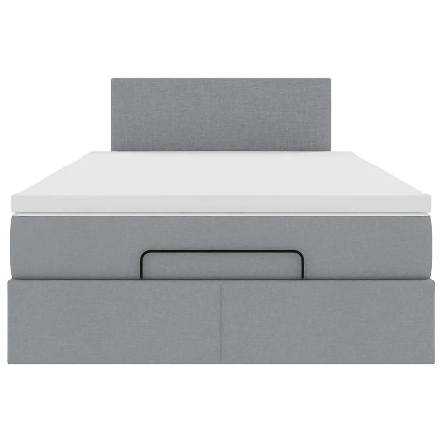 Lit ottoman avec matelas gris clair 120x200 cm tissu - 8