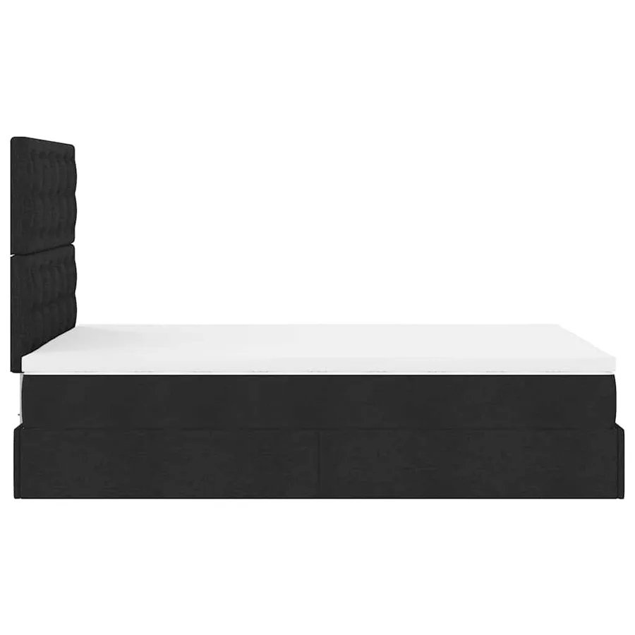 Cadre de lit ottoman avec matelas noir 120x200cm tissu - 11