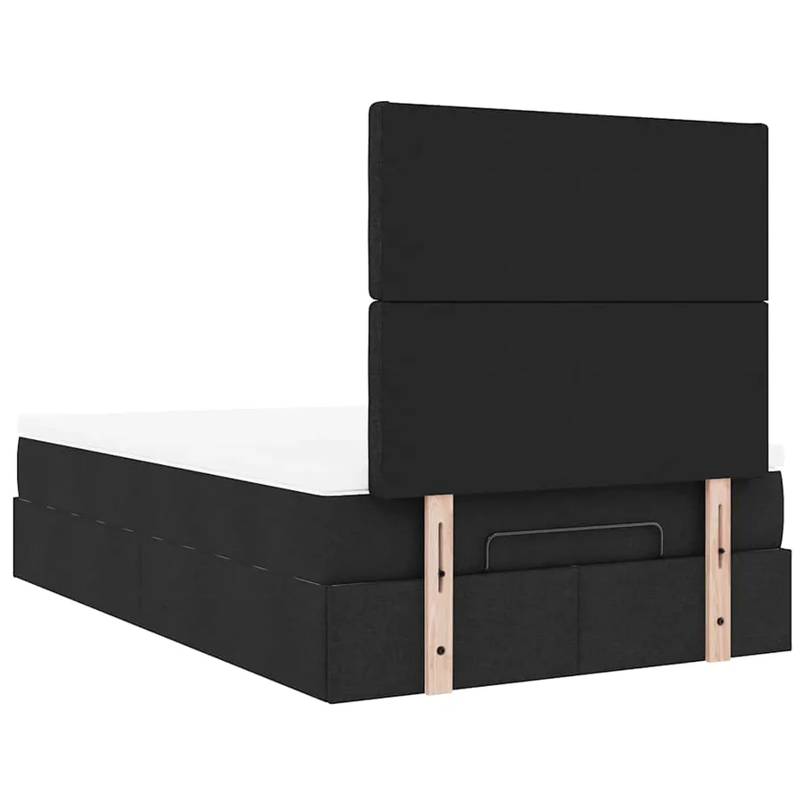 Cadre de lit ottoman avec matelas noir 120x200cm tissu - 12