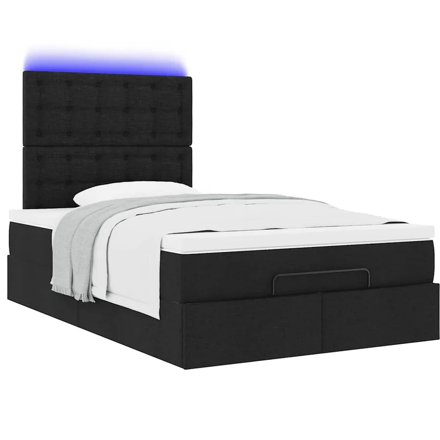 Cadre de lit ottoman avec matelas noir 120x200cm tissu - 6