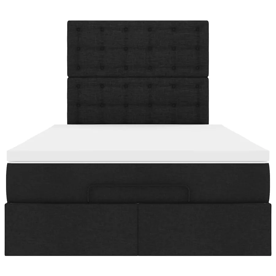 Cadre de lit ottoman avec matelas noir 120x200cm tissu - 8