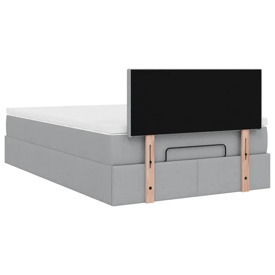 Lit ottoman avec matelas gris clair 120x200 cm tissu - 11