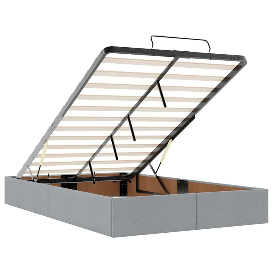 Lit ottoman avec matelas gris clair 120x200 cm tissu - 12