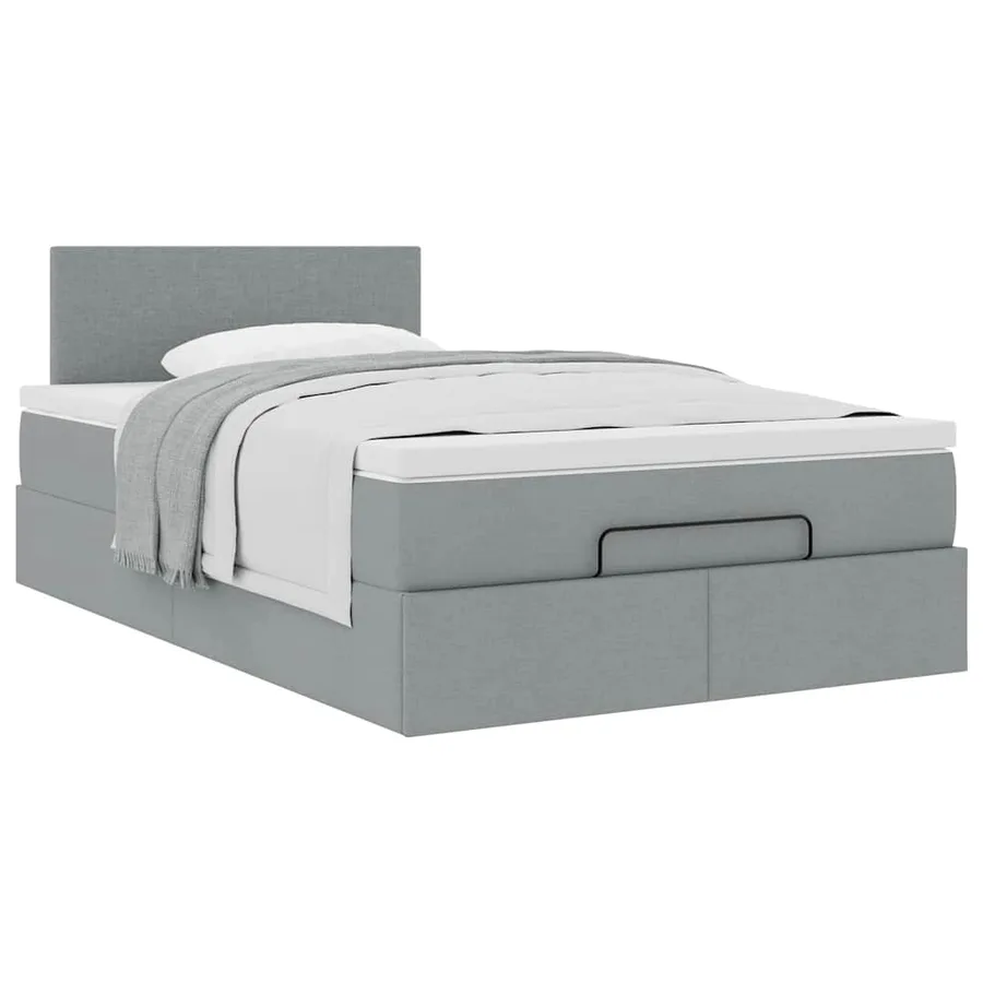 Lit ottoman avec matelas gris clair 120x200 cm tissu - 5