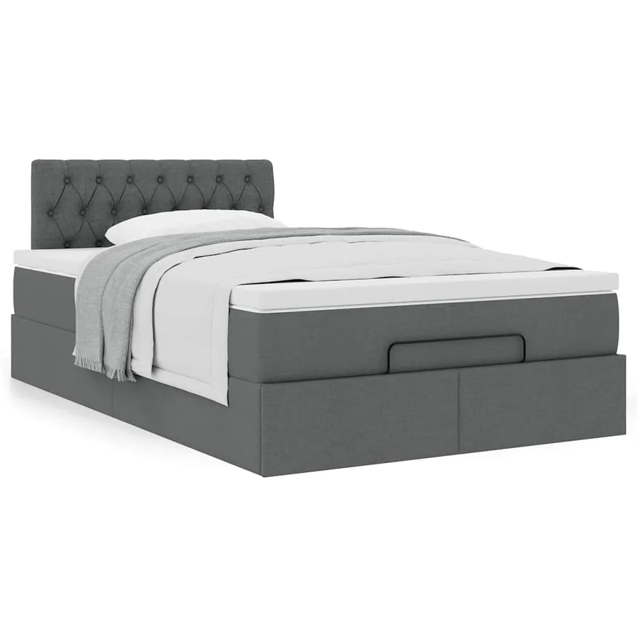 Lit ottoman avec matelas gris foncé 120x200 cm tissu - 4
