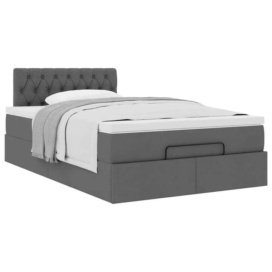 Lit ottoman avec matelas gris foncé 120x200 cm tissu - 5