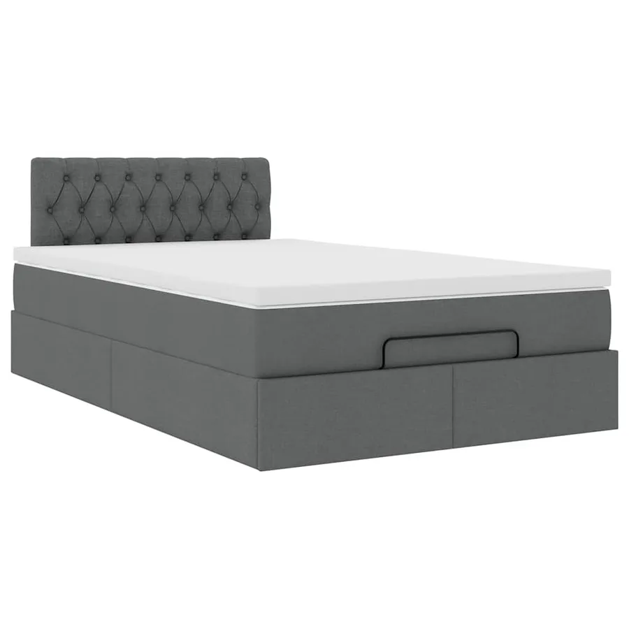 Lit ottoman avec matelas gris foncé 120x200 cm tissu - 6