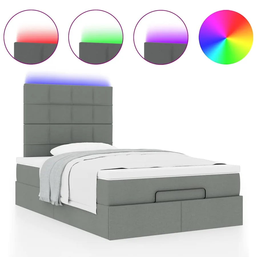 Cadre de lit ottoman avec matelas gris foncé 120x200cm tissu - 5