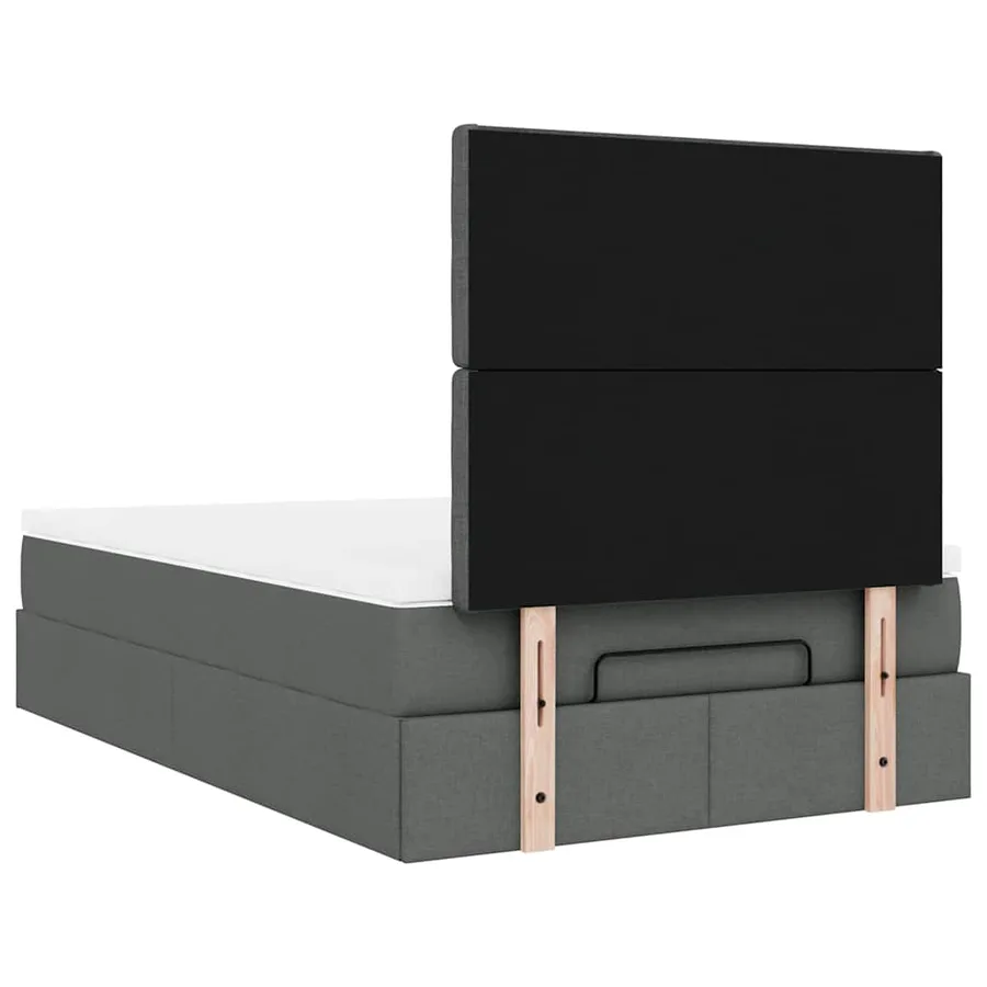 Cadre de lit ottoman avec matelas gris foncé 120x200cm tissu - 11