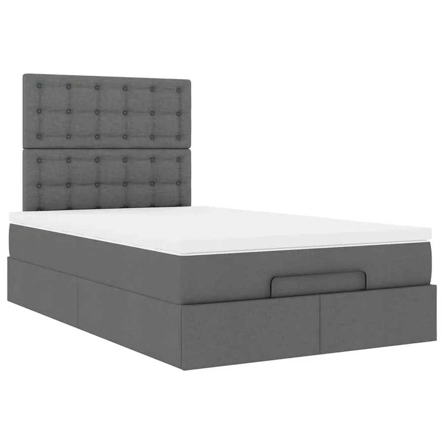 Cadre de lit ottoman avec matelas gris foncé 120x200cm tissu - 6