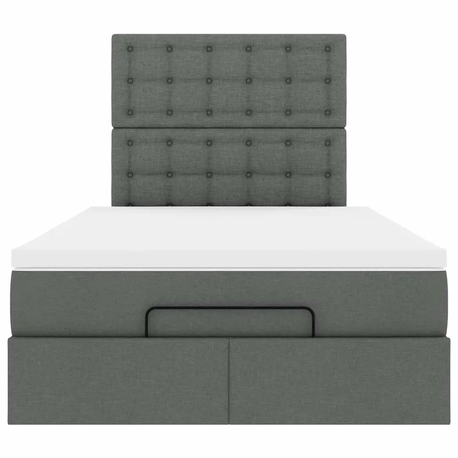 Cadre de lit ottoman avec matelas gris foncé 120x200cm tissu - 7