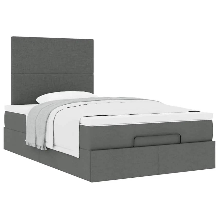 Cadre de lit ottoman avec matelas gris foncé 120x200cm tissu - 5