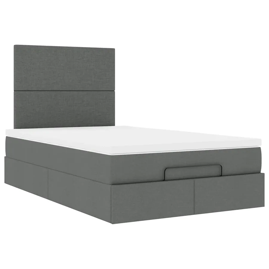 Cadre de lit ottoman avec matelas gris foncé 120x200cm tissu - 6