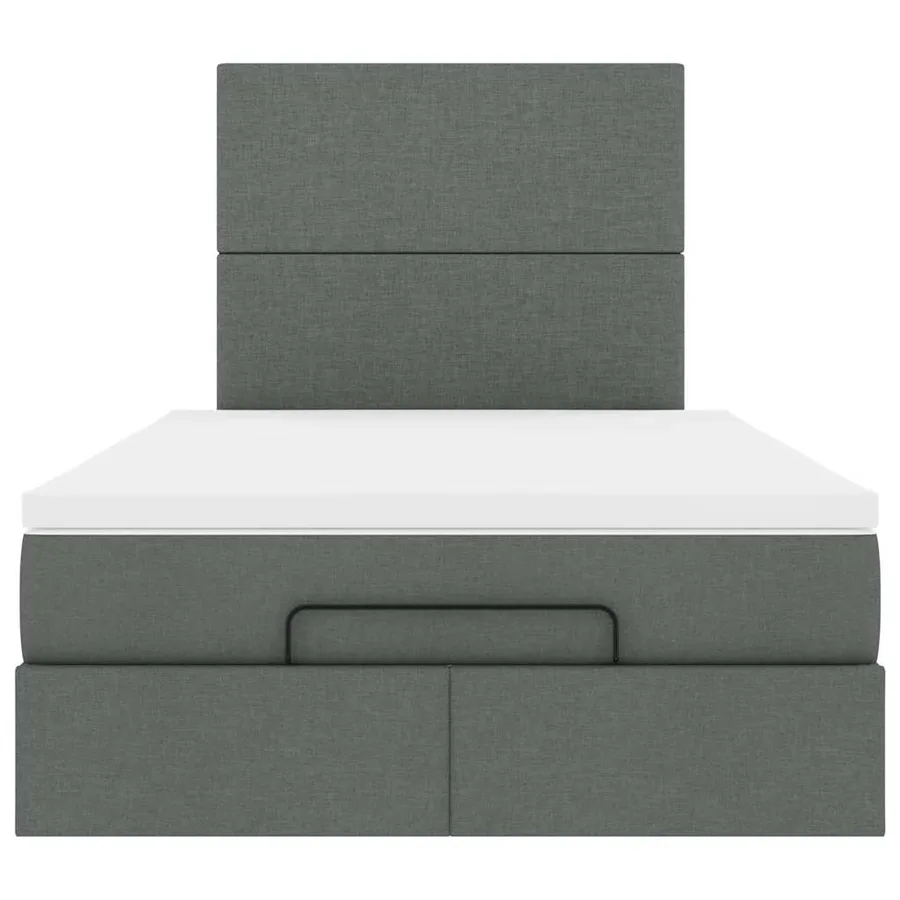 Cadre de lit ottoman avec matelas gris foncé 120x200cm tissu - 7