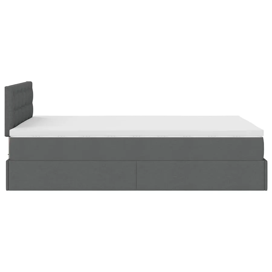 Lit ottoman avec matelas gris foncé 120x200 cm tissu - 10