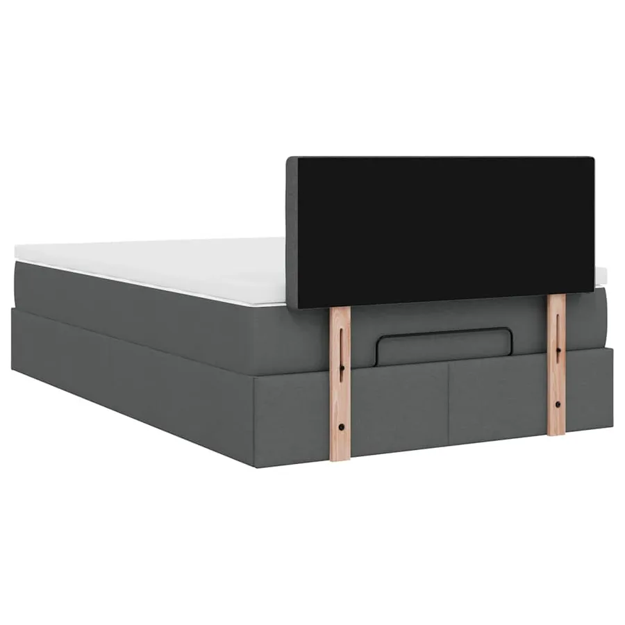 Lit ottoman avec matelas gris foncé 120x200 cm tissu - 11