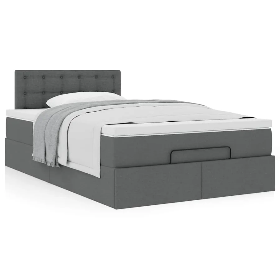 Lit ottoman avec matelas gris foncé 120x200 cm tissu - 4