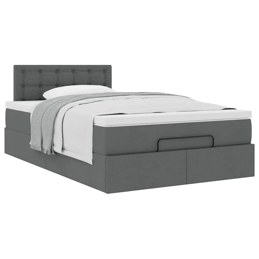 Lit ottoman avec matelas gris foncé 120x200 cm tissu - 5
