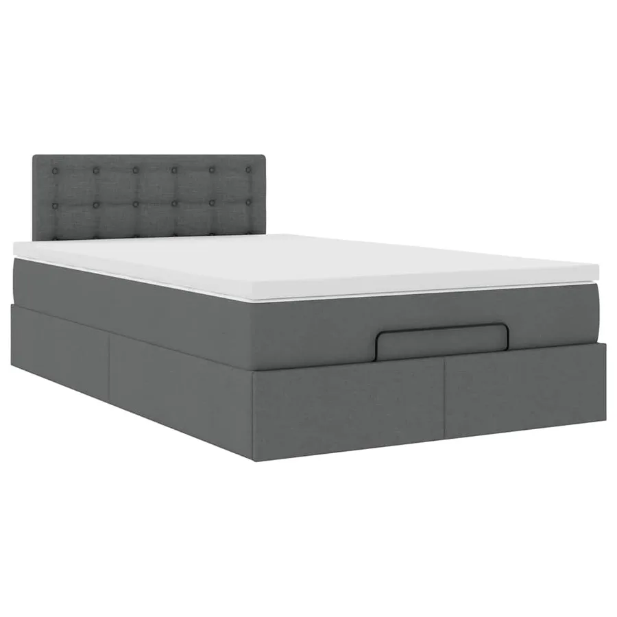 Lit ottoman avec matelas gris foncé 120x200 cm tissu - 6
