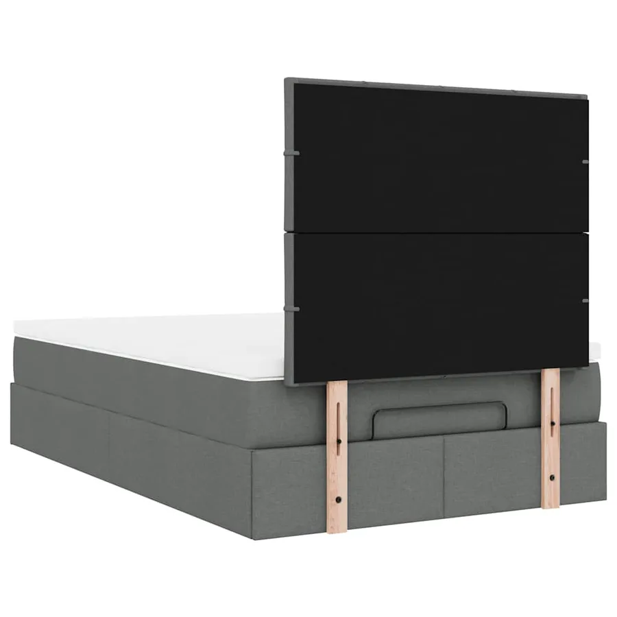 Cadre de lit ottoman avec matelas gris foncé 120x200cm tissu - 11