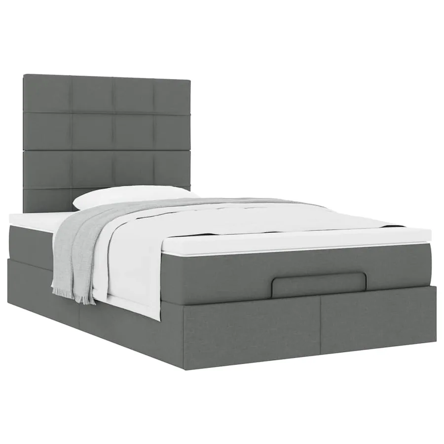 Cadre de lit ottoman avec matelas gris foncé 120x200cm tissu - 5