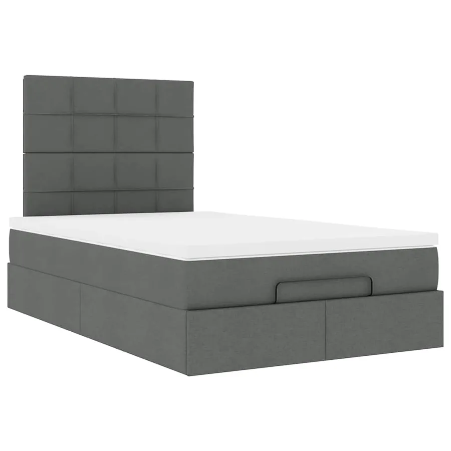 Cadre de lit ottoman avec matelas gris foncé 120x200cm tissu - 6