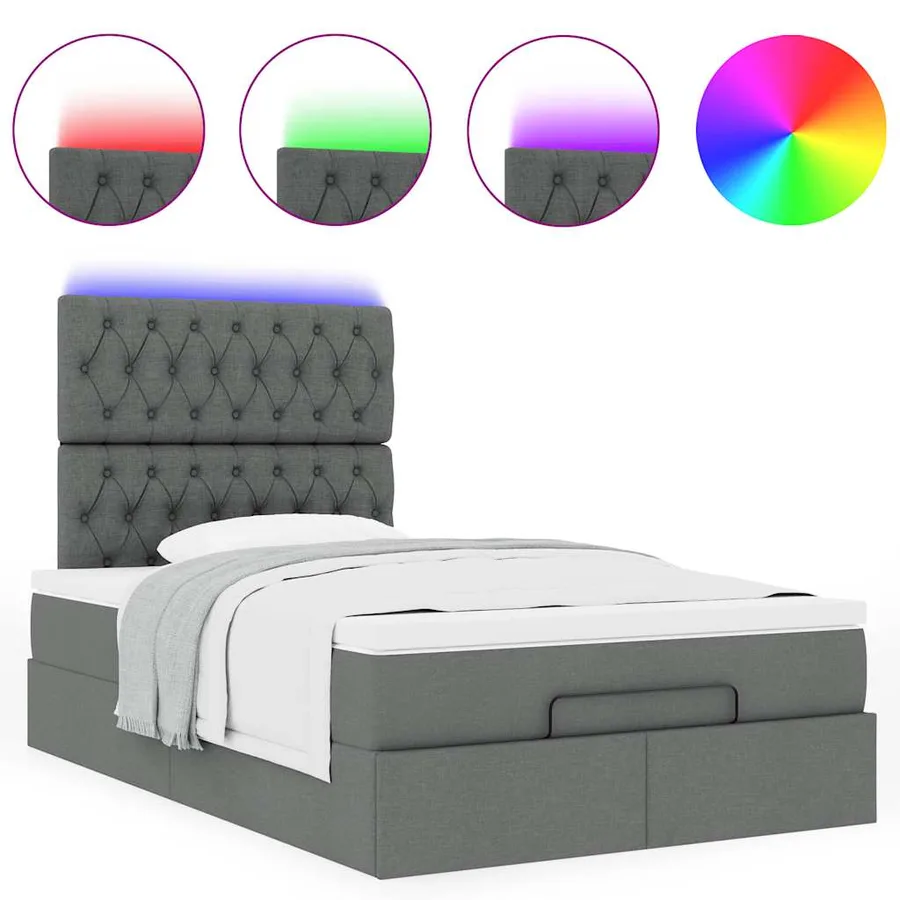 Cadre de lit ottoman avec matelas gris foncé 120x200cm tissu - 5