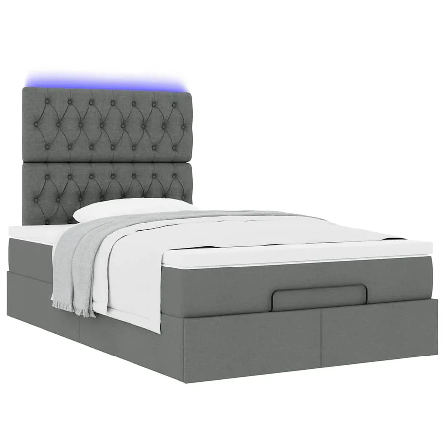 Cadre de lit ottoman avec matelas gris foncé 120x200cm tissu - 6