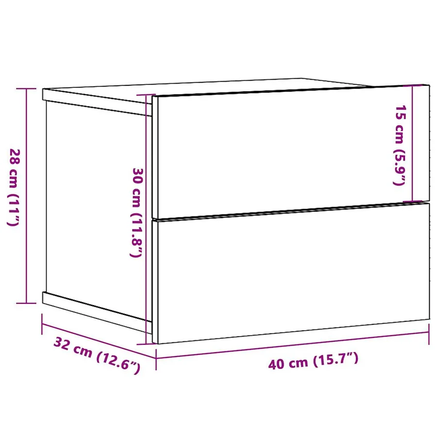 Tables de chevet murales 2 pcs chêne artisanal 40x32x30 cm - 11