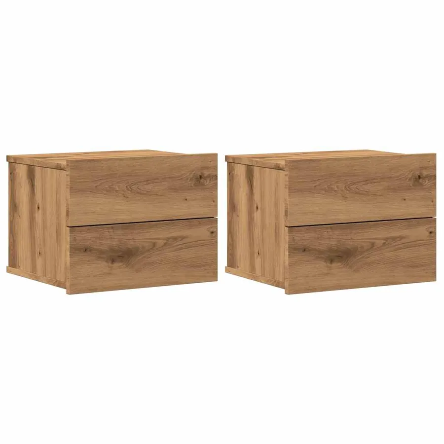 Tables de chevet murales 2 pcs chêne artisanal 40x32x30 cm - 2
