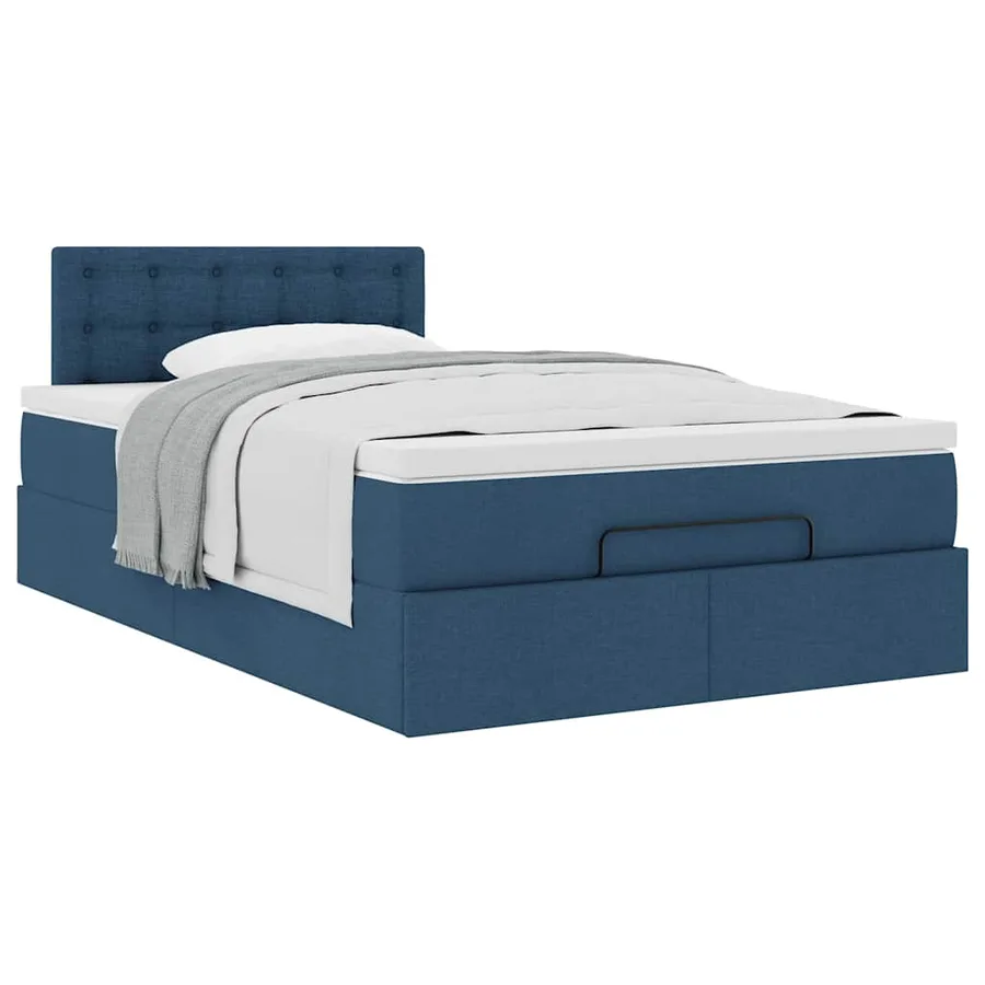 Lit ottoman avec matelas bleu 120x200 cm tissu - 5