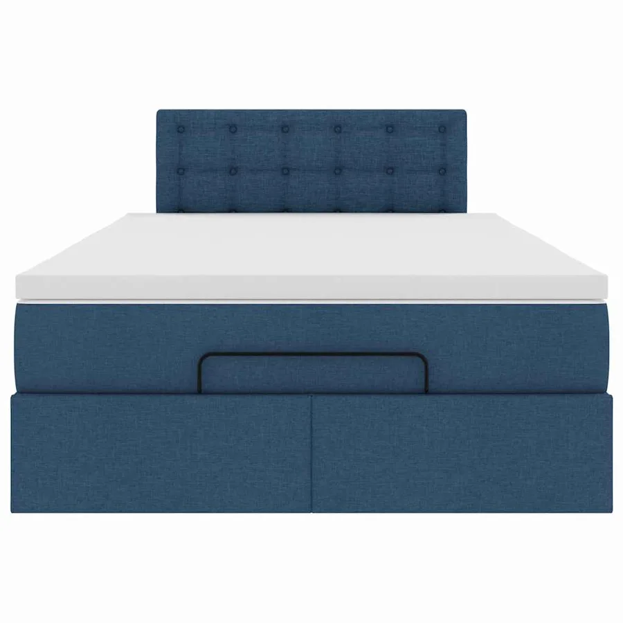 Lit ottoman avec matelas bleu 120x200 cm tissu - 7