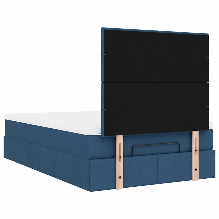 Cadre de lit ottoman avec matelas bleu 120x200 cm tissu - 12