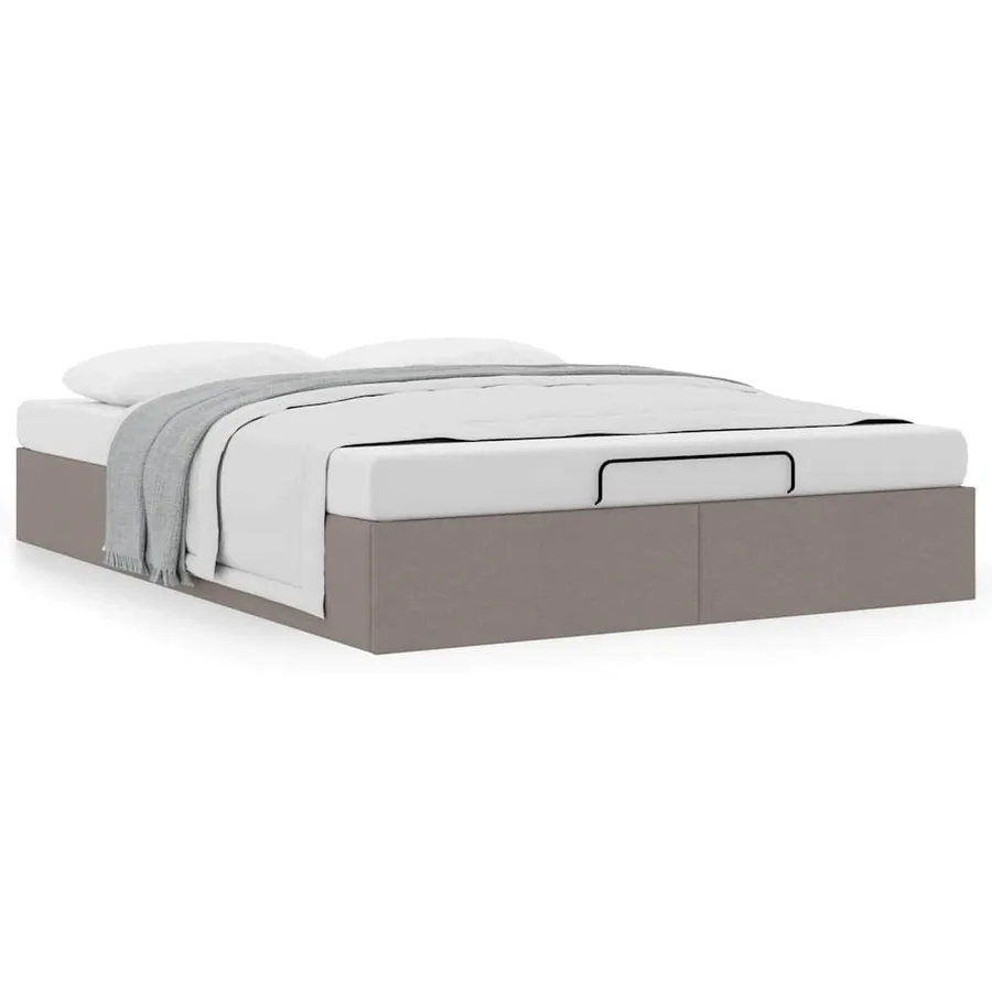 Cadre de lit ottoman sans matelas taupe 140x190 cm tissu - 4