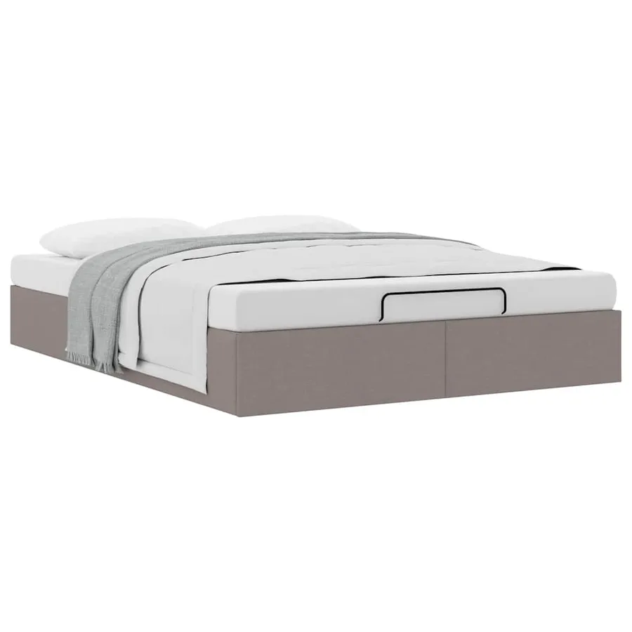Cadre de lit ottoman sans matelas taupe 140x190 cm tissu - 5