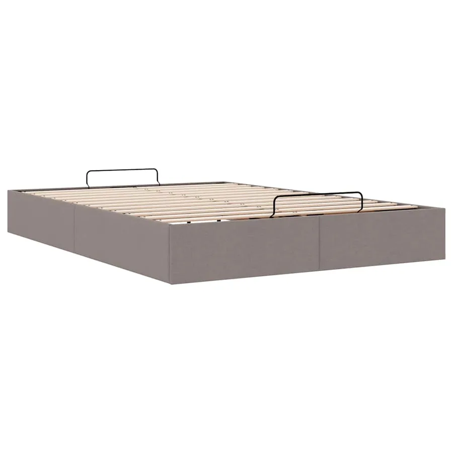 Cadre de lit ottoman sans matelas taupe 140x190 cm tissu - 6