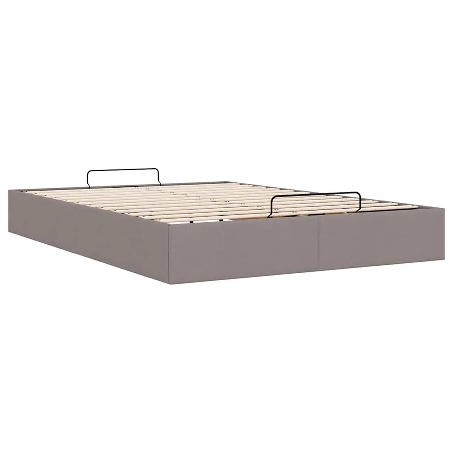 Cadre de lit ottoman sans matelas taupe 140x190 cm tissu - 9