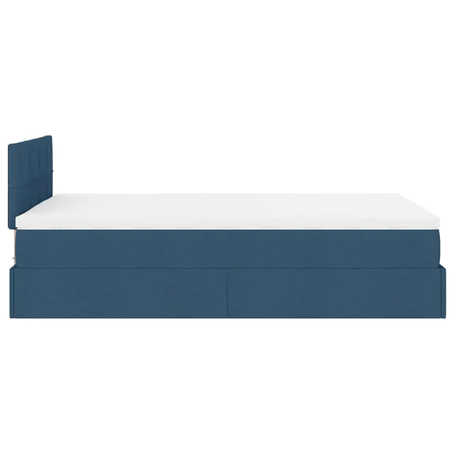 Lit ottoman avec matelas bleu 120x200 cm tissu - 10