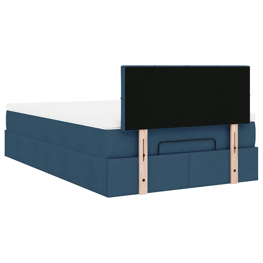Lit ottoman avec matelas bleu 120x200 cm tissu - 11