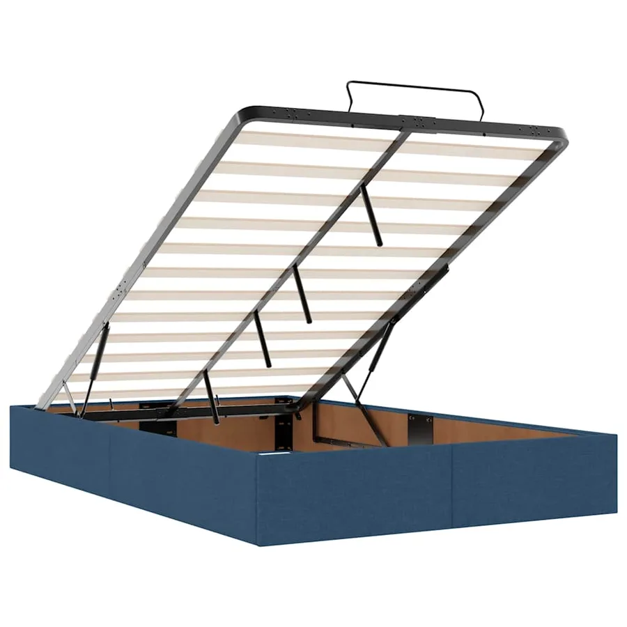 Lit ottoman avec matelas bleu 120x200 cm tissu - 12