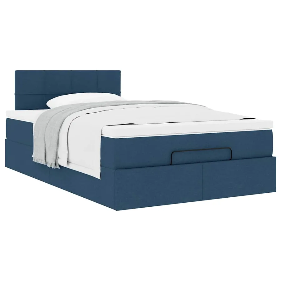 Lit ottoman avec matelas bleu 120x200 cm tissu - 5
