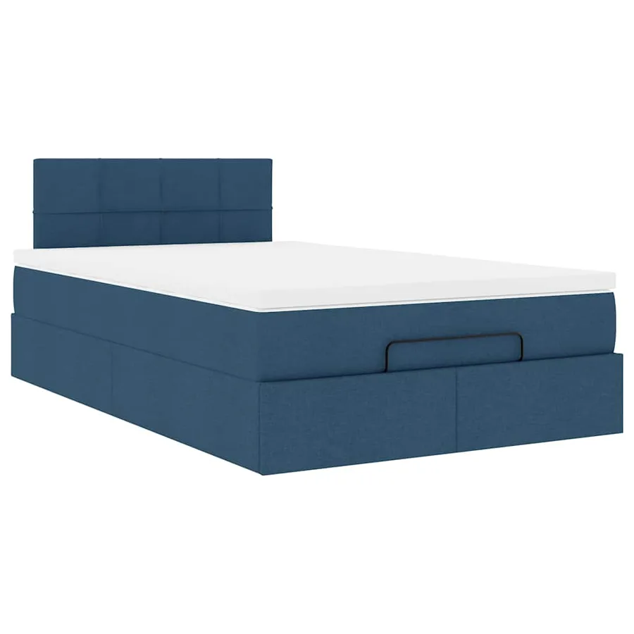 Lit ottoman avec matelas bleu 120x200 cm tissu - 6