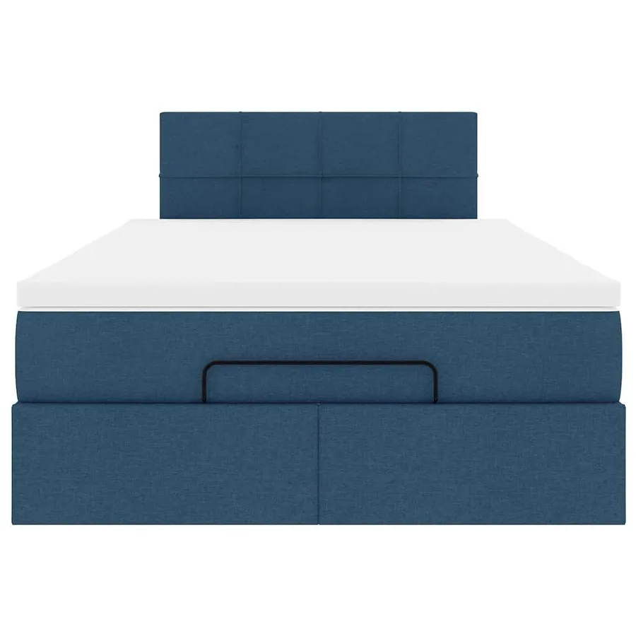 Lit ottoman avec matelas bleu 120x200 cm tissu - 7